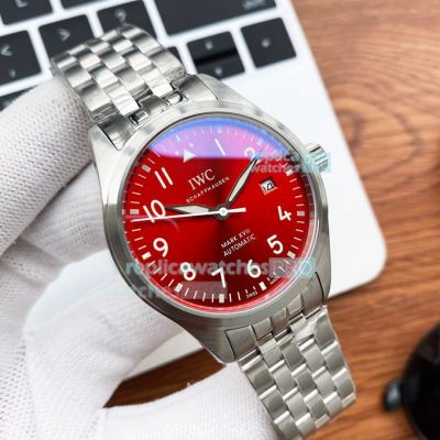 Copy IWC Pilots Mark XVIII Stainless Steel Red Dial Watch 40MM